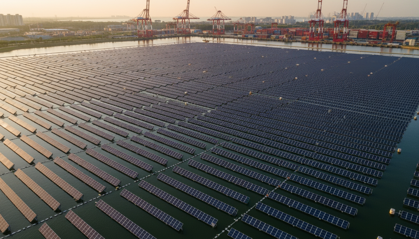 Singapore covered 45 hectares of the Tengeh Reservoir in Tuas with