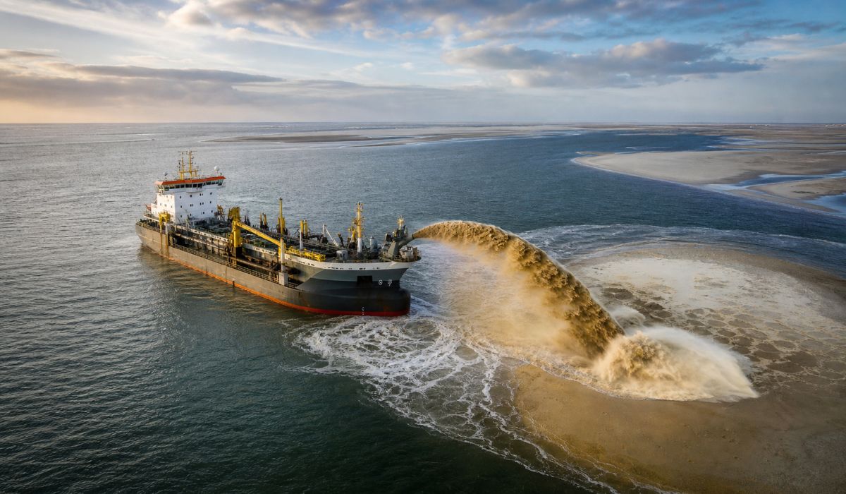 The Netherlands deposits 2.6 million cubic meters of sand into the sea to save natural areas threatened with disappearing under the water, in a mega-operation to curb erosion and slow the rise in sea level. 1 The Netherlands deposits 2.6 million cubic meters of sand into the sea to save natural areas threatened with disappearing under the water, in a mega-operation to curb erosion and slow the rise in sea level. 1